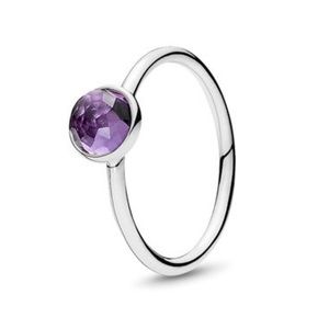 Pandora February Droplet Ring, Synthetic Amethyst